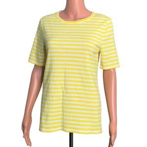 J. Crew Large Yellow Striped Crew Neck Perfect Tee